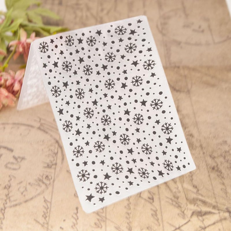 FUGUT 3-D Embossing Folder for Card Making - Plastic Textured Template for DIY Scrapbooking, Paper Crafting and Handmade Art Supplies (3D Snowflake and Star 5.8 x 4.1 in) - Image 1
